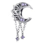 Mond-Lotus Charm-Anhänger aus 925er Silber mit lila Kristallen – spiritueller Schmuck für Balance, Wachstum und Achtsamkeit.