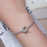 Mond-Lotus Charm-Anhänger aus 925er Silber mit lila Kristallen – spiritueller Schmuck für Balance, Wachstum und Achtsamkeit.