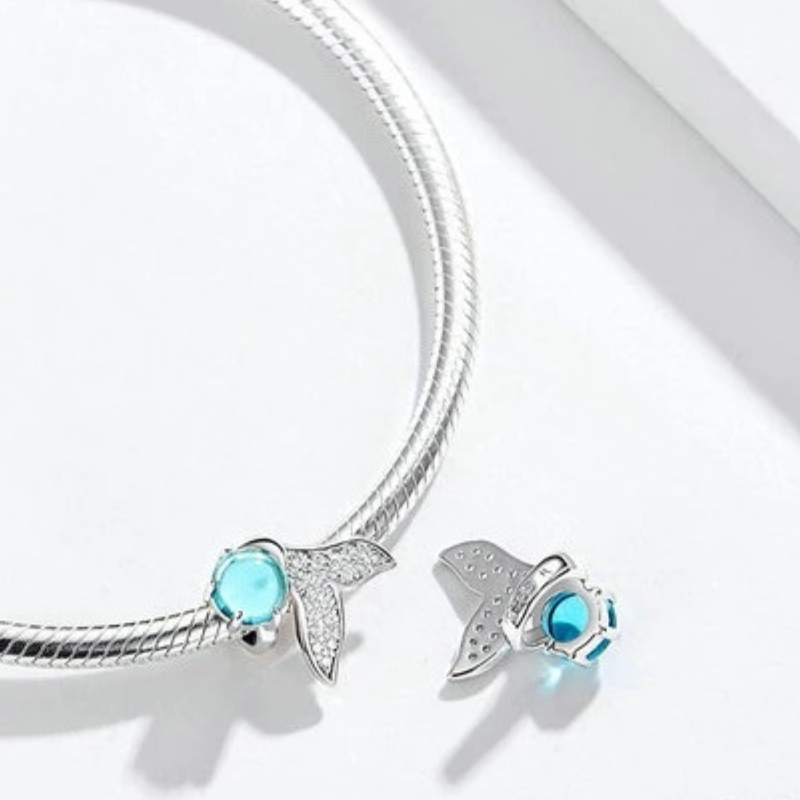 Flossen Charm Anhänger Flosse Sterling Silber Kristall - FALKENKOENIG SCHMUCK & Piercing Online Shop