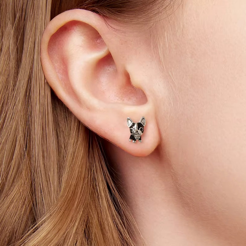Ohrstecker Hund Bulldog Sterling Silber - FALKENKOENIG SCHMUCK & Piercing Online Shop
