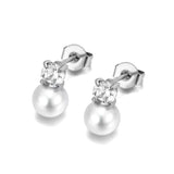 Perlen Ohrstecker aus 316L Edelstahl mit Kristall und synthetischer Perle in Gold oder Silber, elegante Damen Ohrringe.