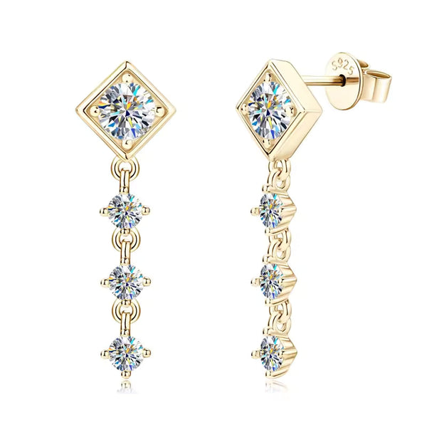 Moissanite Ohrringe aus vergoldetem 925er Silber – nachhaltige Alternative zum Diamanten, brillant geschliffen & luxuriös.