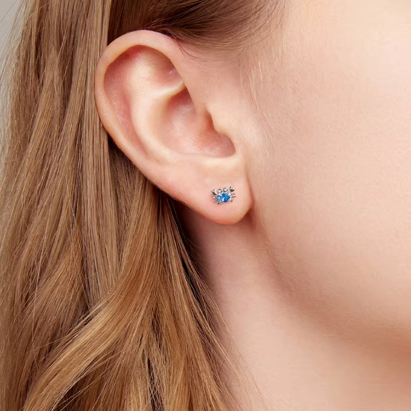 Krebs Kinderohrstecker aus 925er Silber – blau-silberne Meeres-Motive, kindgerecht & hautfreundlich.