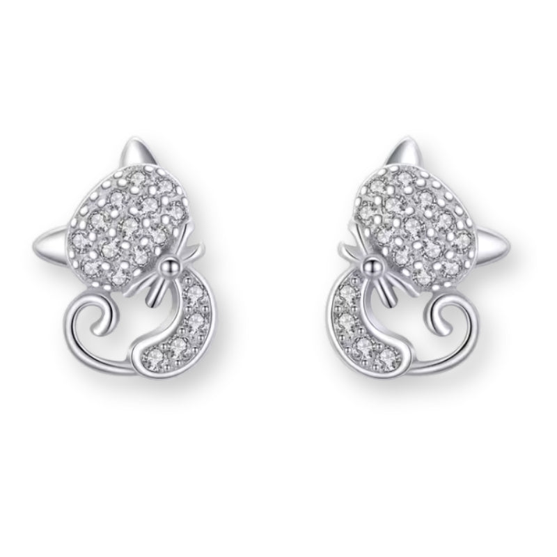 Katzen Ohrstecker 925er Silber