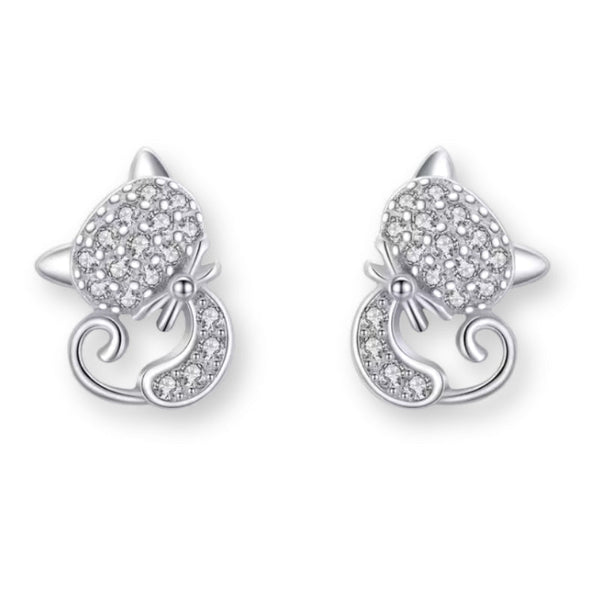 Katzen Ohrstecker 925er Silber