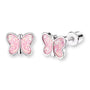 Schmetterling Kinder Ohrstecker aus Edelstahl mit rosa Glitzer und Sicherheitsverschluss, süße Kinderohrringe für Mädchen.