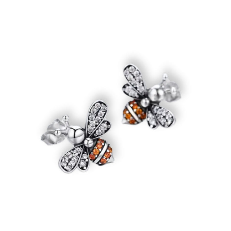 Filigrane Bienen-Honig Ohrstecker mit funkelnden Kristallen – eleganter Naturschmuck für Naturliebhaber & Trendsetter. 🐝✨