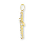 Gold Kreuz-Halskettenanhänger aus 925er Sterlingsilber mit vielen kleinen Kristallen – filigran, glänzend und spirituell auf hellem Hintergrund.