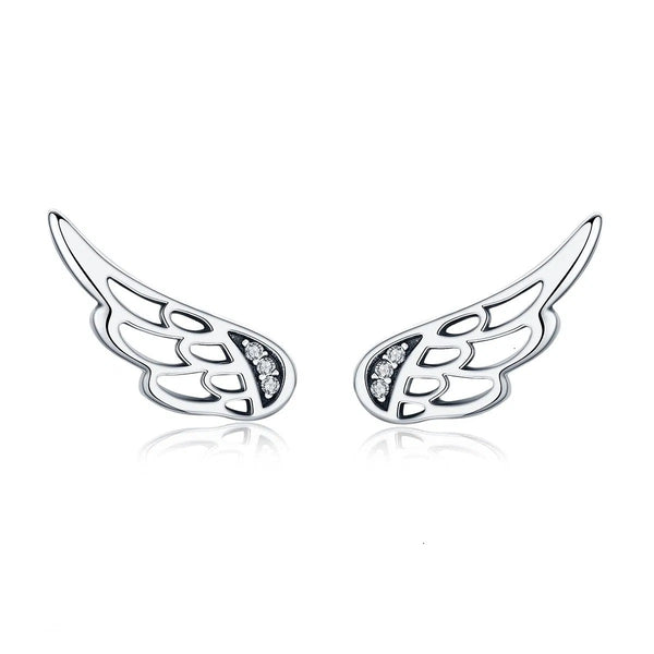 Ohrstecker Flügel Sterling Silber Zirkonia Kristalle - FALKENKOENIG SCHMUCK & Piercing Online Shop