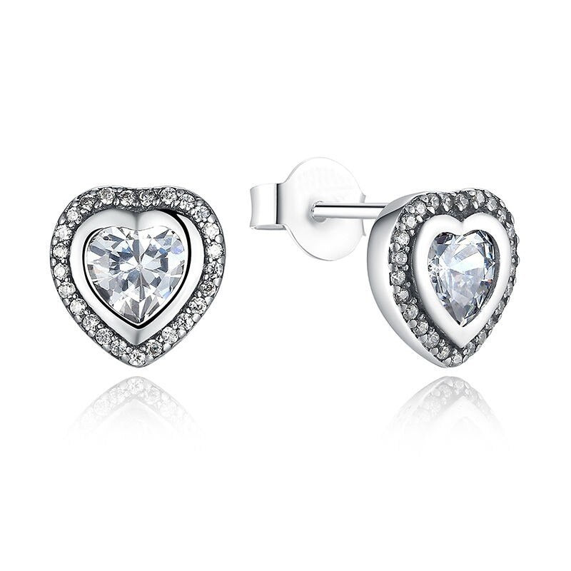 Herzen Ohrstecker aus 925er Silber – besetzt mit vielen Kristallen, romantischer Schmuck für Damen, elegant & funkelnd.