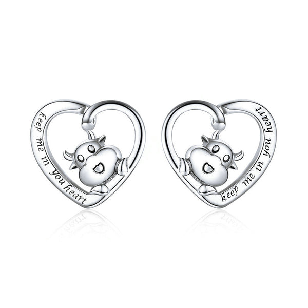 Ohrstecker Herz Kuh Sterling Silber - FALKENKOENIG SCHMUCK & Piercing Online Shop