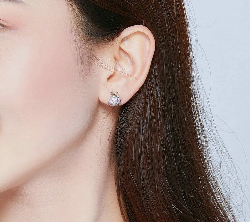 Ohrstecker Marienkäfer Sterling Silber Kristall - FALKENKOENIG SCHMUCK & Piercing Online Shop