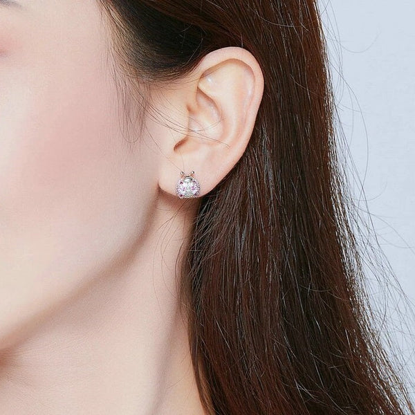 Ohrstecker Marienkäfer Sterling Silber Kristall - FALKENKOENIG SCHMUCK & Piercing Online Shop