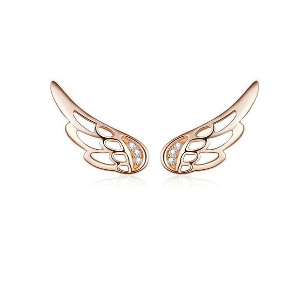 Ohrstecker Flügel Sterling Silber Roségold Kristalle - FALKENKOENIG SCHMUCK & Piercing Online Shop