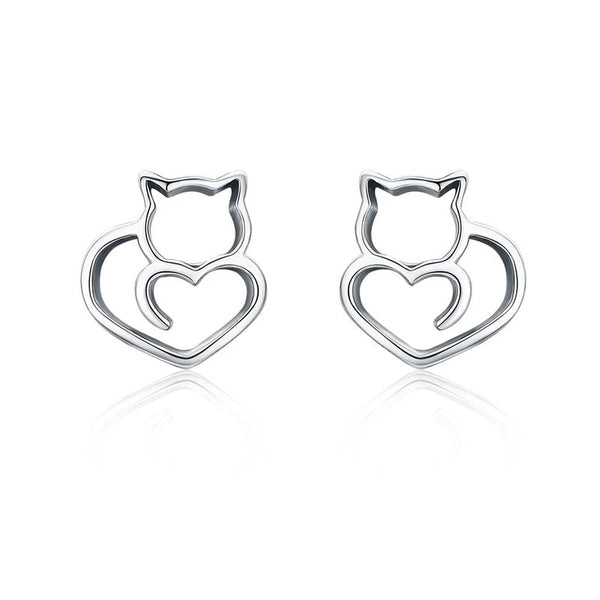 Ohrstecker Katze Sterling Silber Kristall - FALKENKOENIG SCHMUCK & Piercing Online Shop