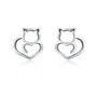 Ohrstecker Katze Sterling Silber Kristall - FALKENKOENIG SCHMUCK & Piercing Online Shop