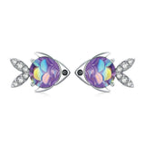 Ohrstecker Neon Fisch Sterling Silber Kristall - FALKENKOENIG SCHMUCK & Piercing Online Shop
