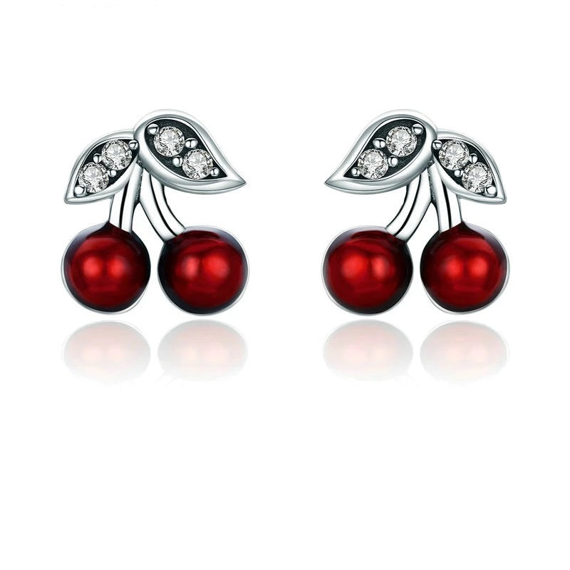 Ohrstecker Kirschen Sterling Silber Kristall - FALKENKOENIG SCHMUCK & Piercing Online Shop