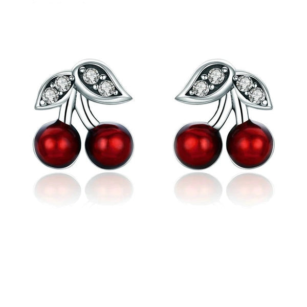 Ohrstecker Kirschen Sterling Silber Kristall - FALKENKOENIG SCHMUCK & Piercing Online Shop