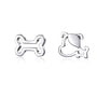 Hunde & Knochen Ohrstecker aus 925er Silber – asymmetrisches Ohrstecker-Set, cooles Schmuckstück für Tierliebhaber.