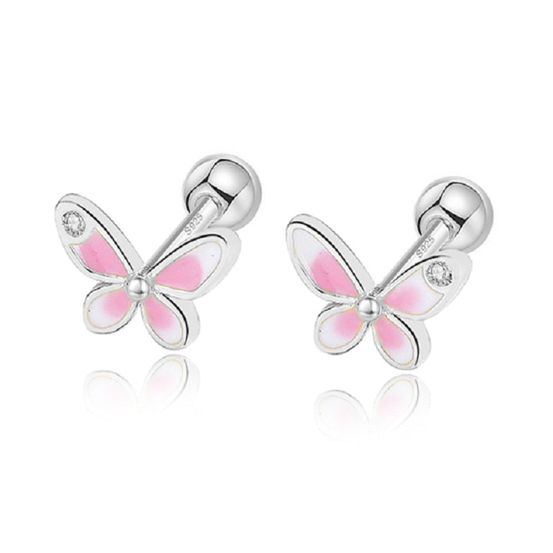 Ohrstecker Silber Zirkonia Schmetterling Rosa - FALKENKOENIG SCHMUCK & Piercing Online Shop