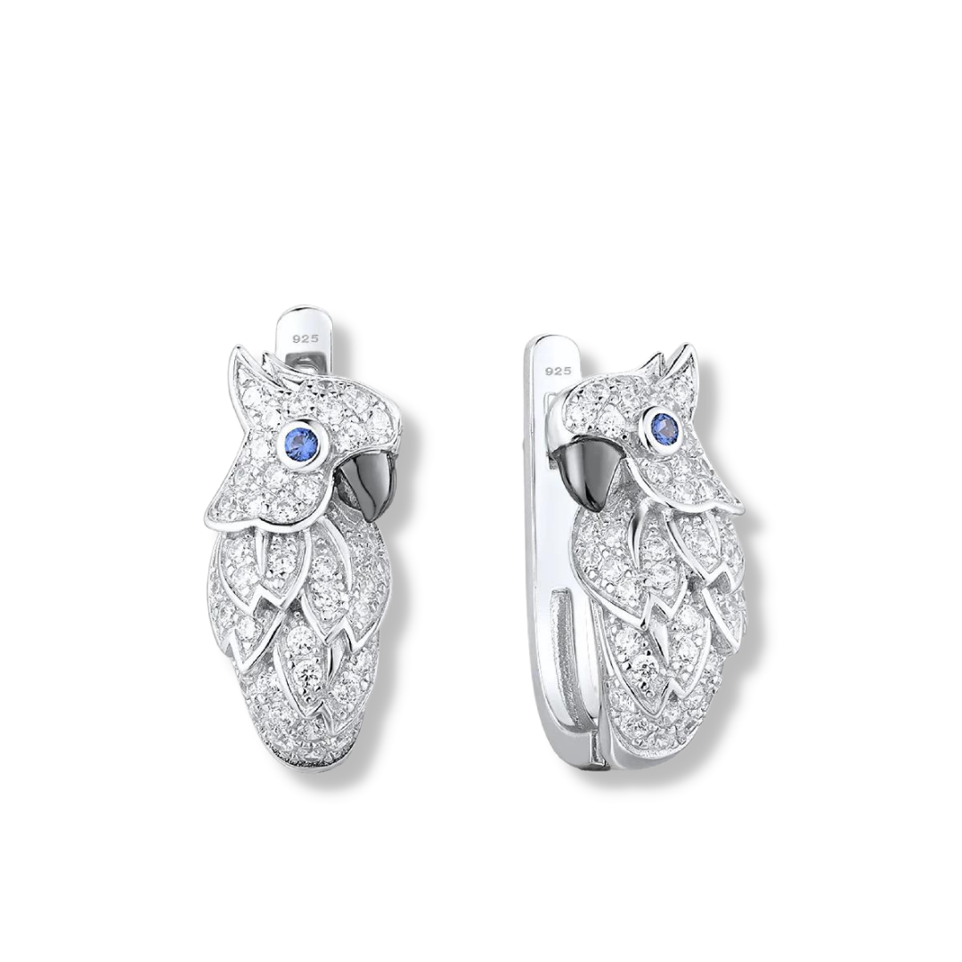 Papagei Ohrringe mit Kristallen - FALKENKOENIG SCHMUCK & Piercing Online Shop