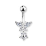 Schmetterling Bauchnabelpiercing aus Chirurgenstahl 316L – in Roségold, Silber oder Gold erhältlich, zartes Design mit glänzender Oberfläche.