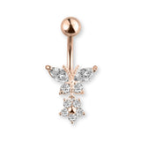 Schmetterling Bauchnabelpiercing aus Chirurgenstahl 316L – in Roségold, Silber oder Gold erhältlich, zartes Design mit glänzender Oberfläche.