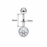 Bauchnabelpiercing Set aus Chirurgenstahl 316L – bestehend aus einem Piercing mit Zirkonia-Kristall und einem mit perlenfarbener Kugel, glänzend & hochwertig.