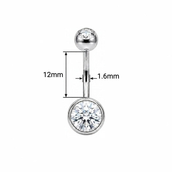 Bauchnabelpiercing Set aus Chirurgenstahl 316L – bestehend aus einem Piercing mit Zirkonia-Kristall und einem mit perlenfarbener Kugel, glänzend & hochwertig.