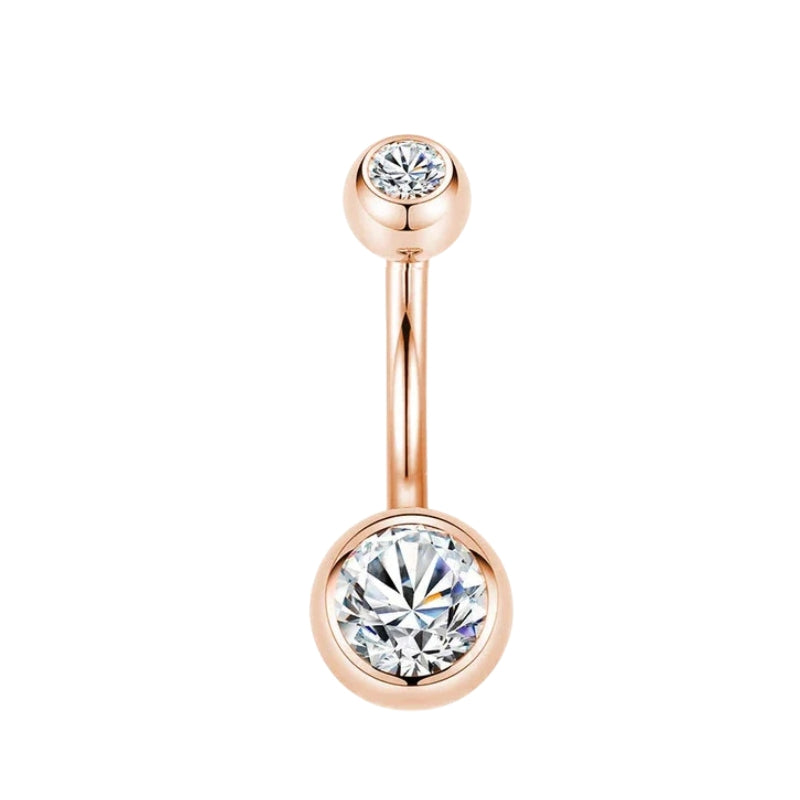 Bauchnabelpiercing Roségold Kugel mit Zirkonia Kristallen - FALKENKOENIG SCHMUCK & Piercing Online Shop