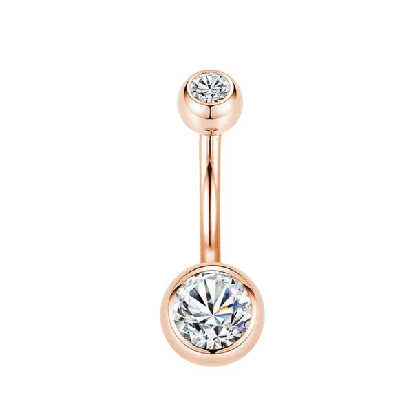 Bauchnabelpiercing Roségold Kugel mit Zirkonia Kristallen - FALKENKOENIG SCHMUCK & Piercing Online Shop