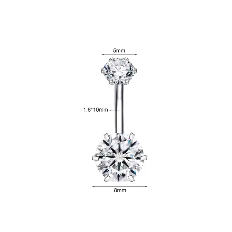 Zirkon Silber Bauchnabelpiercing – Chirurgenstahl 316L
