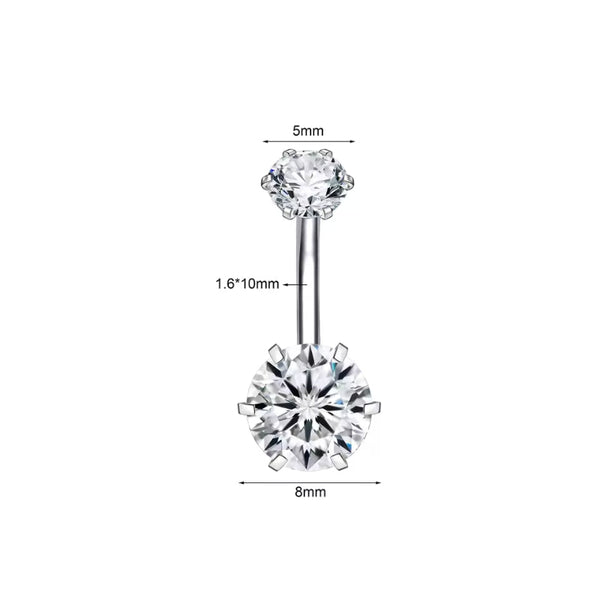 Zirkon Silber Bauchnabelpiercing – Chirurgenstahl 316L