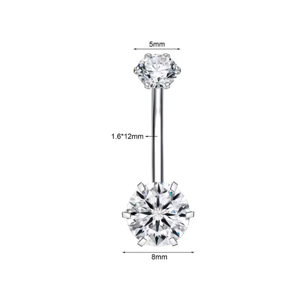 Zirkon Silber Bauchnabelpiercing – Chirurgenstahl 316L