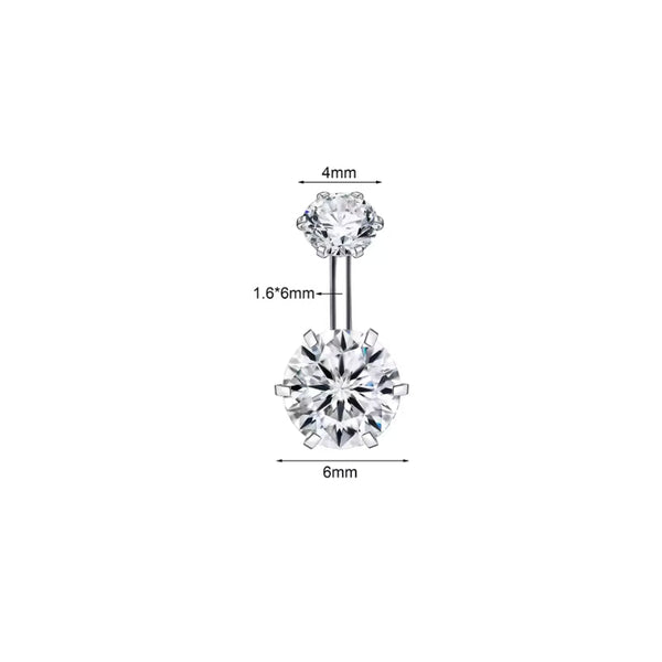 Zirkon Silber Bauchnabelpiercing – Chirurgenstahl 316L