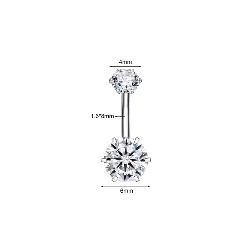 Zirkon Silber Bauchnabelpiercing – Chirurgenstahl 316L