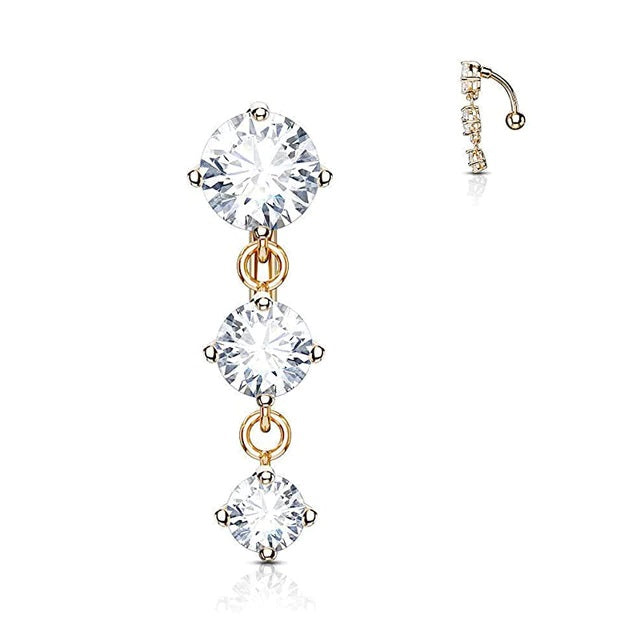 Bauchnabelpiercing Roségold mit Zirkonia Kristallen - FALKENKOENIG SCHMUCK & Piercing Online Shop
