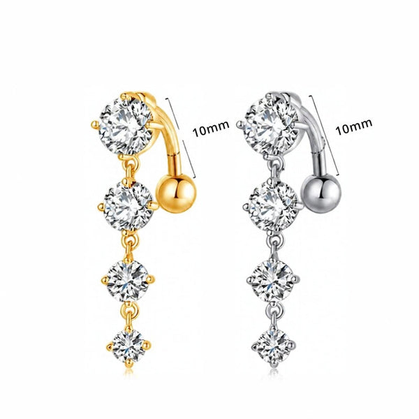 alle Grösse, Bauchnabelpiercing in Gold mit Zirkonia Kristallen - FALKENKOENIG SCHMUCK & Piercing Online Shop
