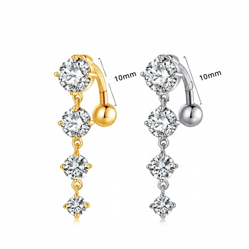 alle Grösse, Bauchnabelpiercing in Gold mit Zirkonia Kristallen - FALKENKOENIG SCHMUCK & Piercing Online Shop