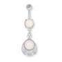Opal-Zirkon Bauchnabelpiercing aus Chirurgenstahl 316L mit pendelndem Opal-Anhänger – in Silber, Gold oder Roségold erhältlich, edel & glänzend.
