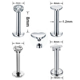 Gold Piercing-Set aus Chirurgenstahl 316L mit Zirkonia für Helix, Tragus und Labret - FALKENKOENIG SCHMUCK