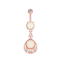 Opal-Zirkon Bauchnabelpiercing aus Chirurgenstahl 316L mit pendelndem Opal-Anhänger – in Silber, Gold oder Roségold erhältlich, edel & glänzend.