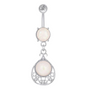 Opal-Zirkon Bauchnabelpiercing aus Chirurgenstahl 316L mit pendelndem Opal-Anhänger – in Silber, Gold oder Roségold erhältlich, edel & glänzend.