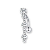 Hängendes Bauchnabelpiercing mit Zirkonia aus Titan G23 in Silber oder Gold, luxuriöses Belly Button Piercing Damen