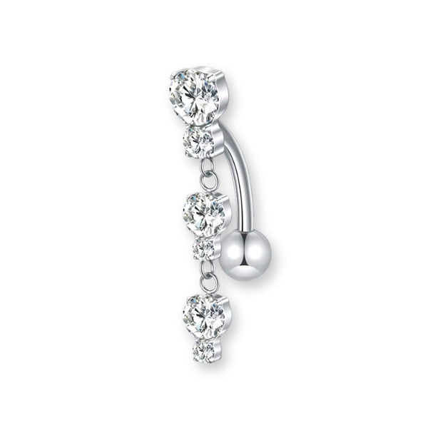 Hängendes Bauchnabelpiercing mit Zirkonia aus Titan G23 in Silber oder Gold, luxuriöses Belly Button Piercing Damen