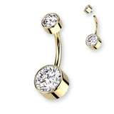 Zirkonia Gold Bauchnabelpiercing - Titan G23 - FALKENKOENIG SCHMUCK & Piercing Online Shop