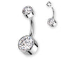 Titan Bauchnabelpiercing Innengewinde flach Bananabell mit Zirkonia in 8 mm oder 10 mm, elegantes Belly Button Piercing Damen.