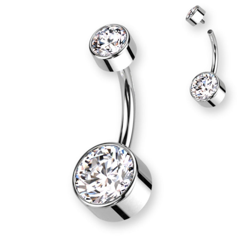 Zirkonia Silber Bauchnabelpiercing - Titan G23 - FALKENKOENIG SCHMUCK & Piercing Online Shop