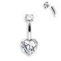 Herz Bauchnabelpiercing aus Titan mit Innengewinde und Zirkonia, Bananabell in Silber oder Gold, eleganter Piercing Schmuck.